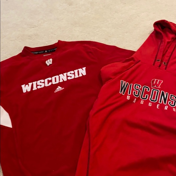 adidas Other - WISCONSIN sweatshirts TWO fleece red M and L